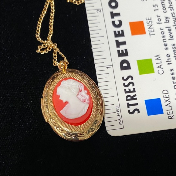 Vintage Gold Cameo Locket 18” Necklace - Picture 10 of 12
